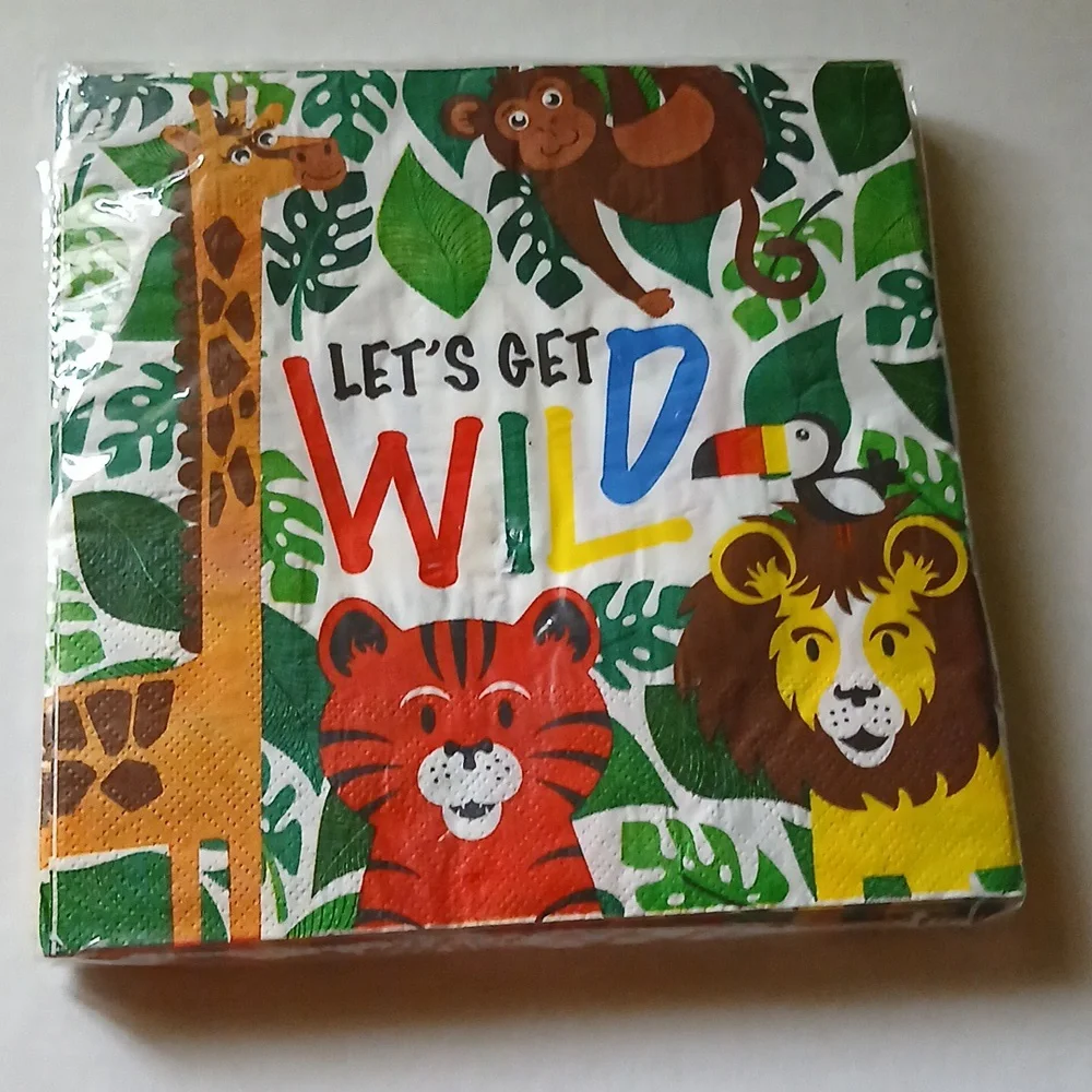 Napkins 13 x 13 Colorful Safarj Jungle Animal Napkins qty50 NWT NIP